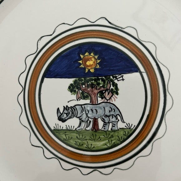 Hand-Painted Decorative Italian 9” Plate-Palio de Siena (Selva/Rhinoceros) - Picture 2 of 4